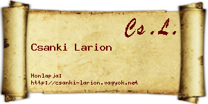 Csanki Larion névjegykártya